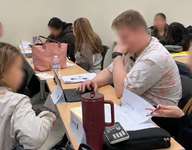 Students working on their statistics projects